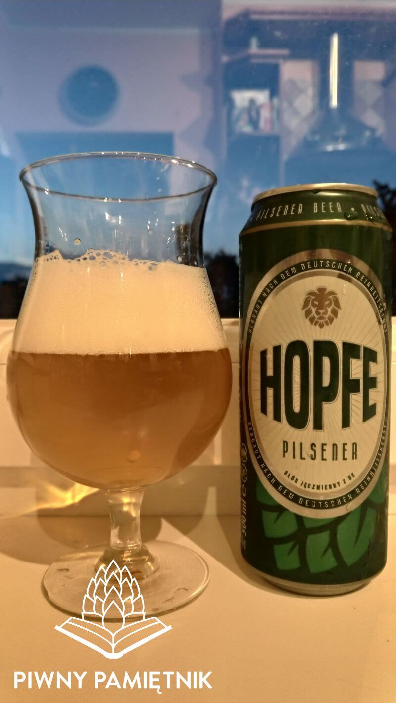 Hopfe Pilsener z Browaru Mauritius Brauerei GmbH (Zwickau w Saksonii – Niemcy)